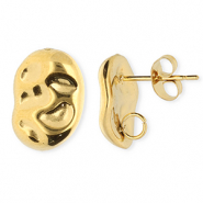 Roestvrij stalen (RVS) Stainless steel onderdelen oorbellen / oorstekers ovaal met oogje Gold