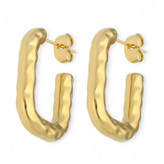 Roestvrij stalen (RVS) Stainless steel oorbellen / oorstekers rechthoek Gold