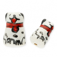 Kralen keramiek hond White-red-black