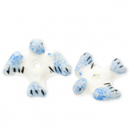 Kralen keramiek vogel White-blue-black