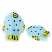 Kralen keramiek vis Blue-yellow-black