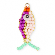 BY31® Bedels van glaskralen vis Purple-light pink-gold-mint green