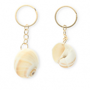 Sleutelhangers schelp Cream beige-gold