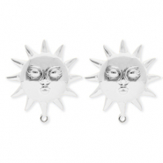 BY31&reg; Roestvrij stalen (RVS) Stainless steel onderdelen oorbellen&nbsp;/&nbsp;oorstekers zon met gezicht met oogje Silver