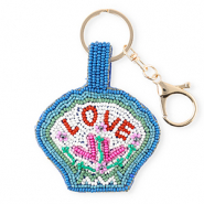 Sleutelhangers schelp "LOVE" Gold-blue-green-white-red