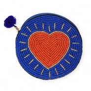 Portemonnee rond met hart Dark blue-red-gold-black