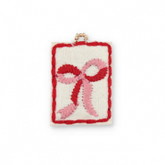 Handgemaakte bedels van stof strik White-pink-red-gold