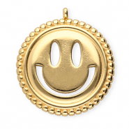 BY31&reg; Roestvrij stalen (RVS) Stainless steel bedels smiley Gold