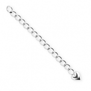 BY31® Roestvrij stalen (RVS) stainless steel onderdelen verlengketting set hart Silver