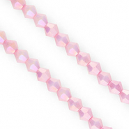 Top Facet kralen bicone 6mm Candy pink-AB coating