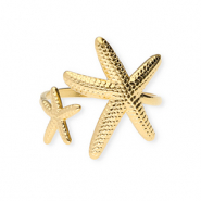 Roestvrij stalen (RVS) Stainless steel ringen zeesterren Gold