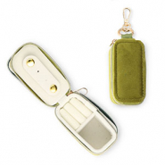 Sieraden reisdoosje met sleutelhanger rechthoek Olive green