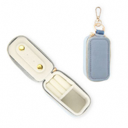 Sieraden reisdoosje met sleutelhanger rechthoek Grey blue
