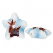 Kralen keramiek zeester Light blue-brown
