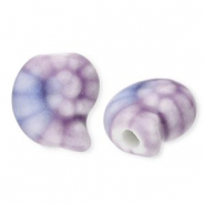 Kralen keramiek schelp Purple-blue