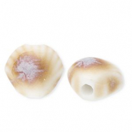 Kralen keramiek schelp Off white-light brown