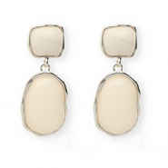 Trendy oorbellen&nbsp;/&nbsp;oorstekers met RVS steker Silver-beige