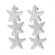 Trendy oorbellen&nbsp;/&nbsp;oorstekers zeesterren met RVS steker Silver
