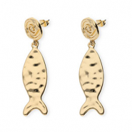 Trendy oorbellen&nbsp;/&nbsp;oorstekers spiraal & vis met RVS steker Gold