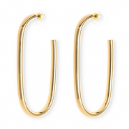 Statement oorbellen&nbsp;/&nbsp;oorstekers ovaal met RVS steker Gold