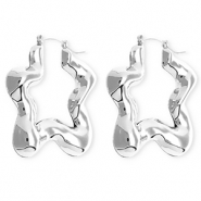 Statement oorbellen&nbsp;/&nbsp;creolen ster met RVS steker Silver