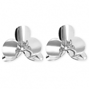 Statement oorbellen&nbsp;/&nbsp;oorstekers bloem met RVS steker Silver
