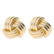 Statement oorbellen&nbsp;/&nbsp;oorstekers apenknuist met RVS steker Gold