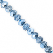 Top Facet kralen 8x6mm disc Blue-pearl shine coating