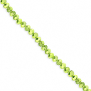 Top Facet kralen 3x2mm disc Green-pearl shine coating