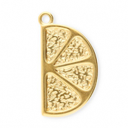 Roestvrij stalen (RVS) Stainless steel bedels plakje fruit Gold