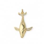 Brass TQ metaal bedels walvis met strass Gold-transparent