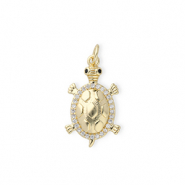 Brass TQ metaal bedels schildpad met strass Gold-transparent-black