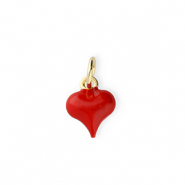 Brass TQ metaal bedels hart Gold-red