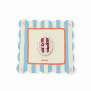BY31® Eco-brass metaal bedels met enamel ovaal Ciao bella"" Silver-light pink-red