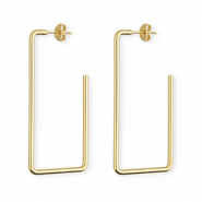 Roestvrij stalen (RVS) Stainless steel oorbellen / oorstekers rechthoek Gold