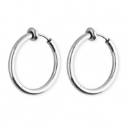 Roestvrij stalen (RVS) Stainless steel clip oorbellen / creolen Silver