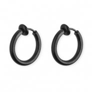 Roestvrij stalen (RVS) Stainless steel clip oorbellen / creolen Black