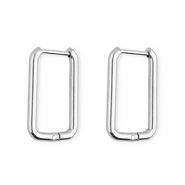 Roestvrij stalen (RVS) Stainless steel oorbellen / creolen rechthoek Silver
