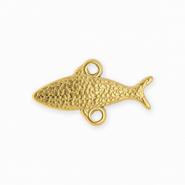 BY31® Roestvrij stalen (RVS) Stainless steel onderdelen tussenstuk vis met 2 oogjes Gold