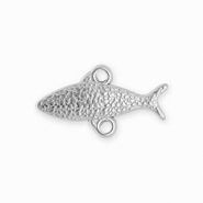 BY31® Roestvrij stalen (RVS) Stainless steel onderdelen tussenstuk vis met 2 oogjes Silver