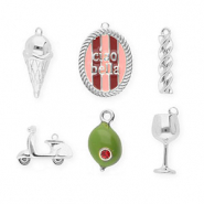 BY31® Eco-brass metaal bedels voordeelverpakking (6 stuks) Silver-olive green-light pink-red