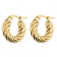 BY31® Roestvrij stalen (RVS) Stainless steel oorbellen / creolen twisted Gold