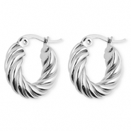 BY31® Roestvrij stalen (RVS) Stainless steel oorbellen / creolen twisted Silver