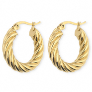 BY31® Roestvrij stalen (RVS) Stainless steel oorbellen / creolen twisted Gold