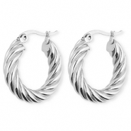 BY31® Roestvrij stalen (RVS) Stainless steel oorbellen / creolen twisted Silver