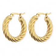 BY31® Roestvrij stalen (RVS) Stainless steel oorbellen / creolen twisted Gold