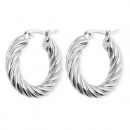 BY31® Roestvrij stalen (RVS) Stainless steel oorbellen / creolen twisted Silver