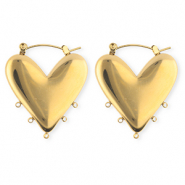 BY31® Roestvrij stalen (RVS) Stainless steel onderdelen oorbellen / creolen hart met 5 oogjes Gold