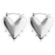 BY31® Roestvrij stalen (RVS) Stainless steel onderdelen oorbellen / creolen hart met 5 oogjes Silver