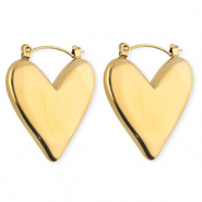 BY31® Roestvrij stalen (RVS) Stainless steel oorbellen / creolen hart Gold